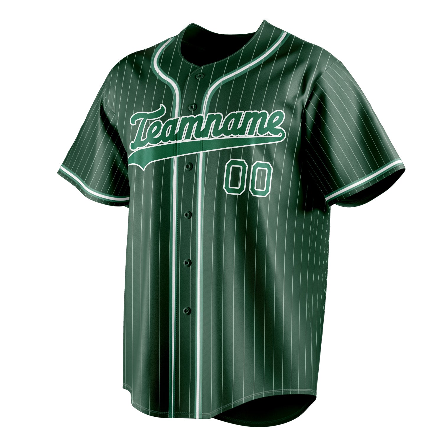 Personalized Green & Kelly Green White Pinstripe Fan Baseball Jersey