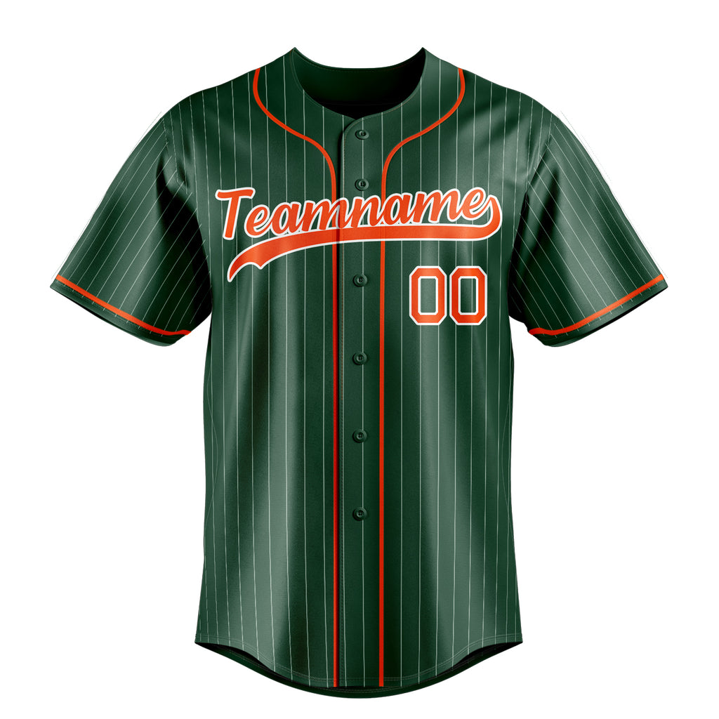 Personalized Green & Orange White Pinstripe Fan Baseball Jersey
