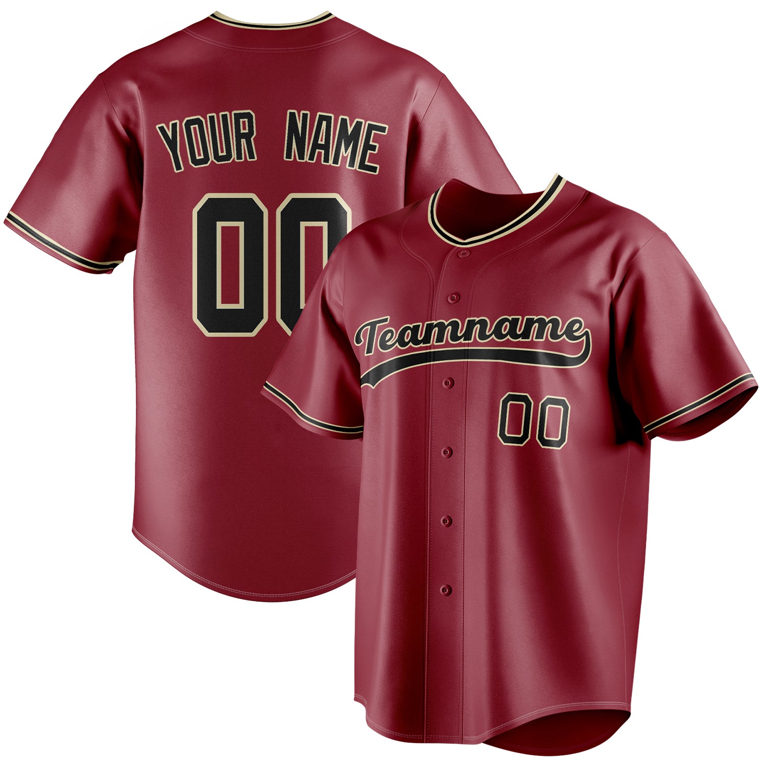 Personalized Maroon & Black Color Fan Baseball Jersey BB01240531WX471