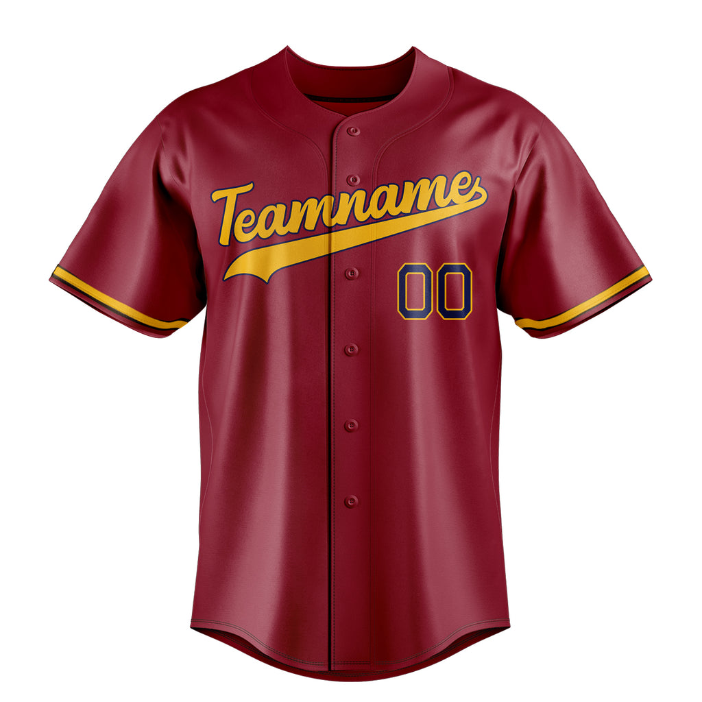 Personalized Maroon & Gold Color Fan Baseball Jersey