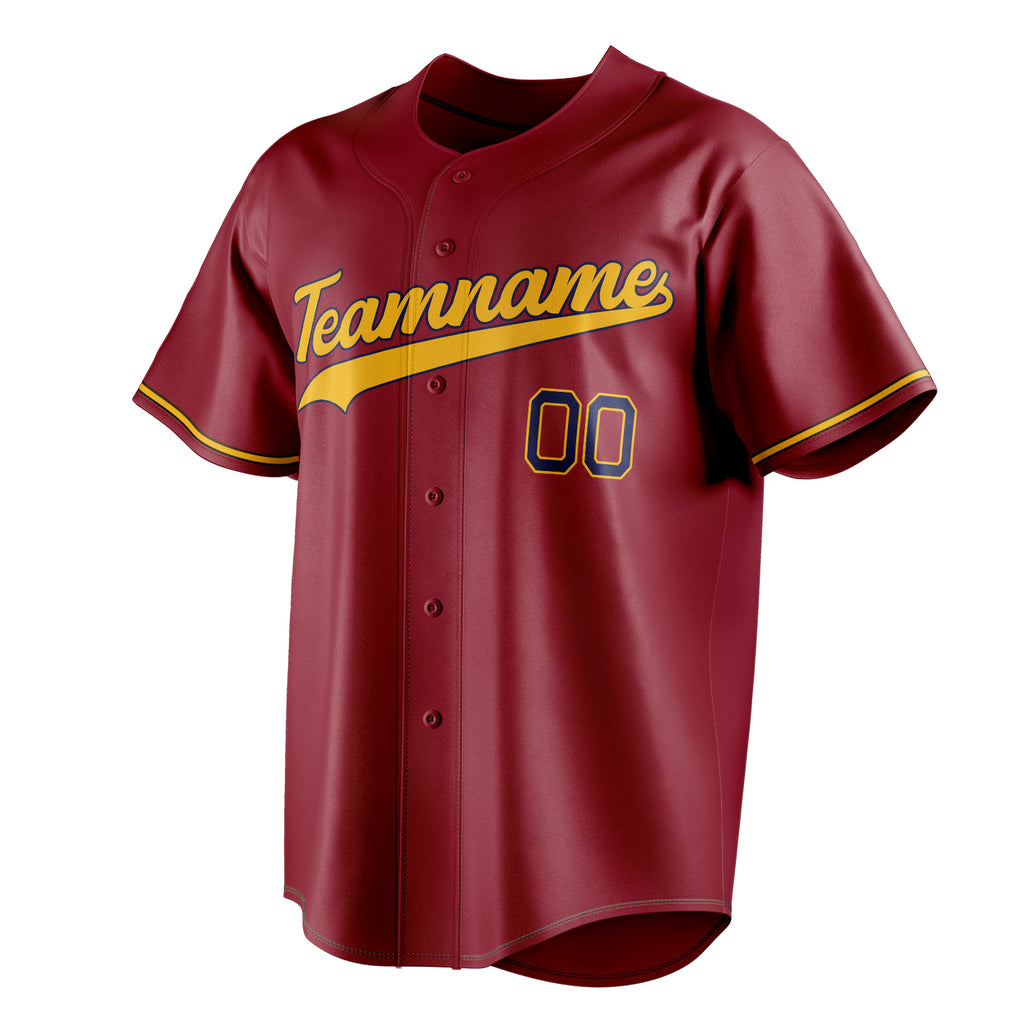 Personalized Maroon & Gold Color Fan Baseball Jersey
