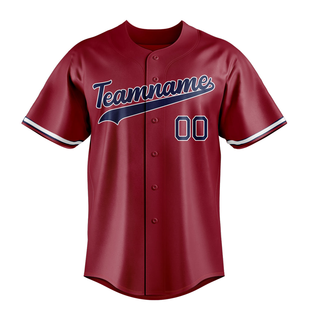 Personalized Maroon & Navy Color Fan Baseball Jersey