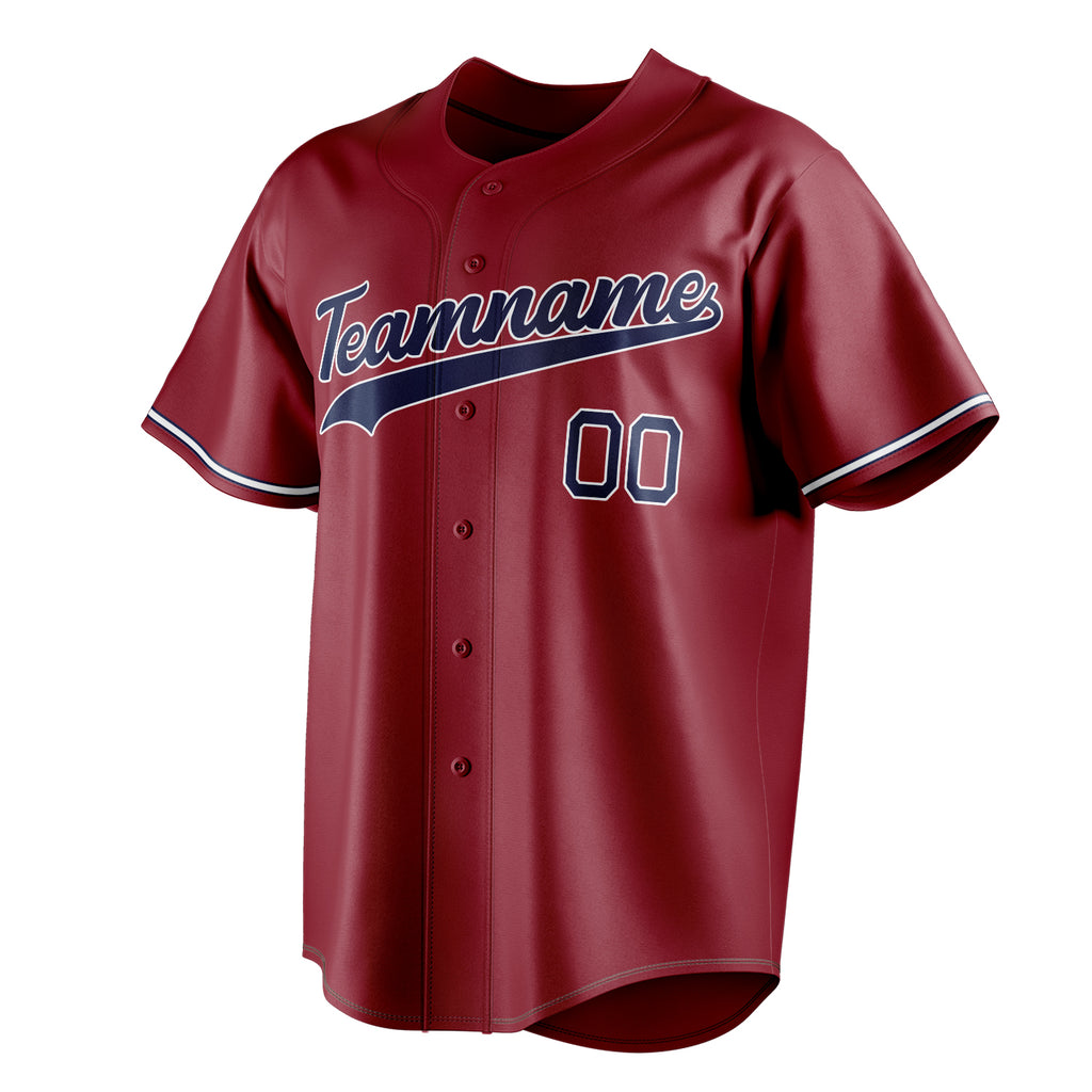 Personalized Maroon & Navy Color Fan Baseball Jersey