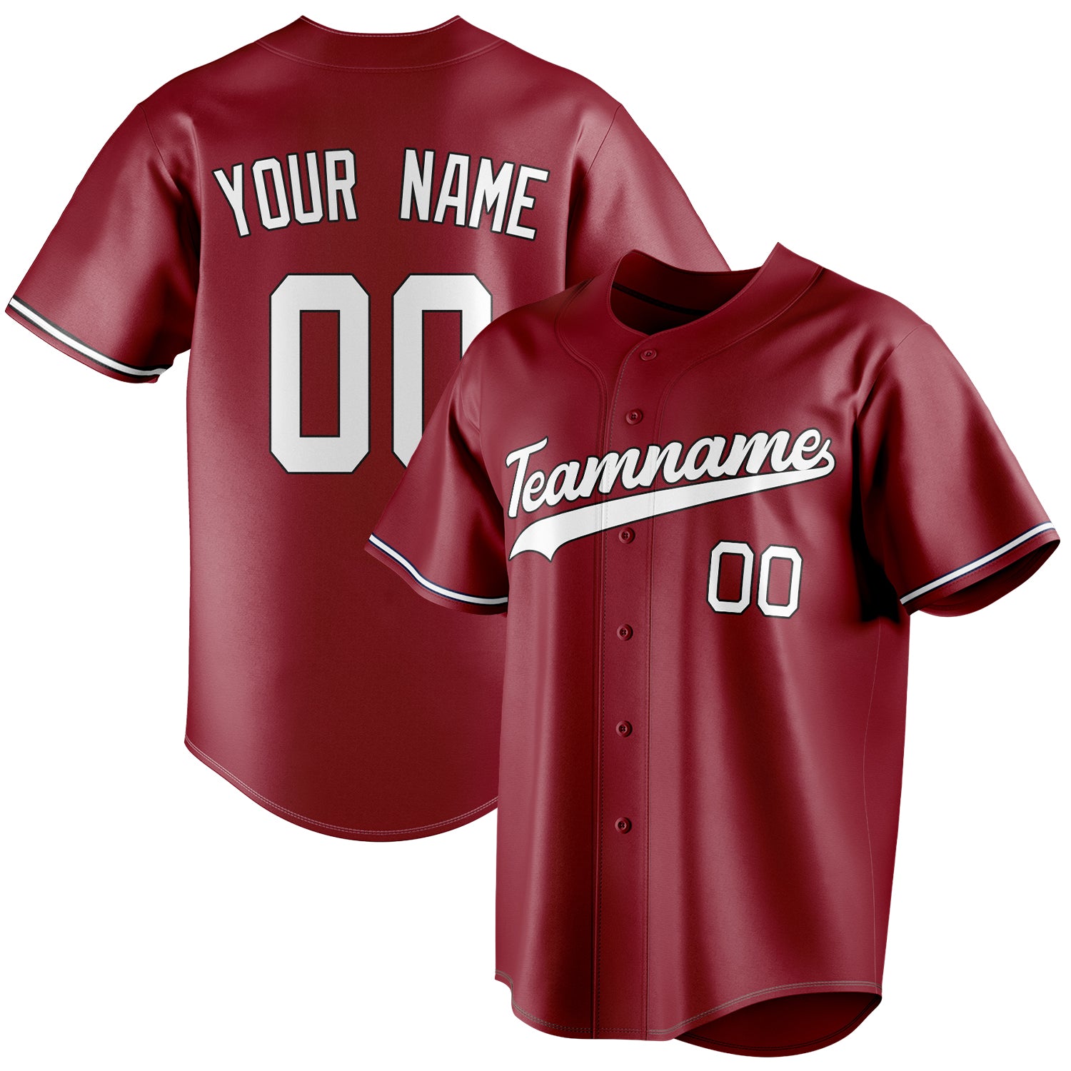 Personalized Maroon & White Color Fan Baseball Jersey BB01240531WX476