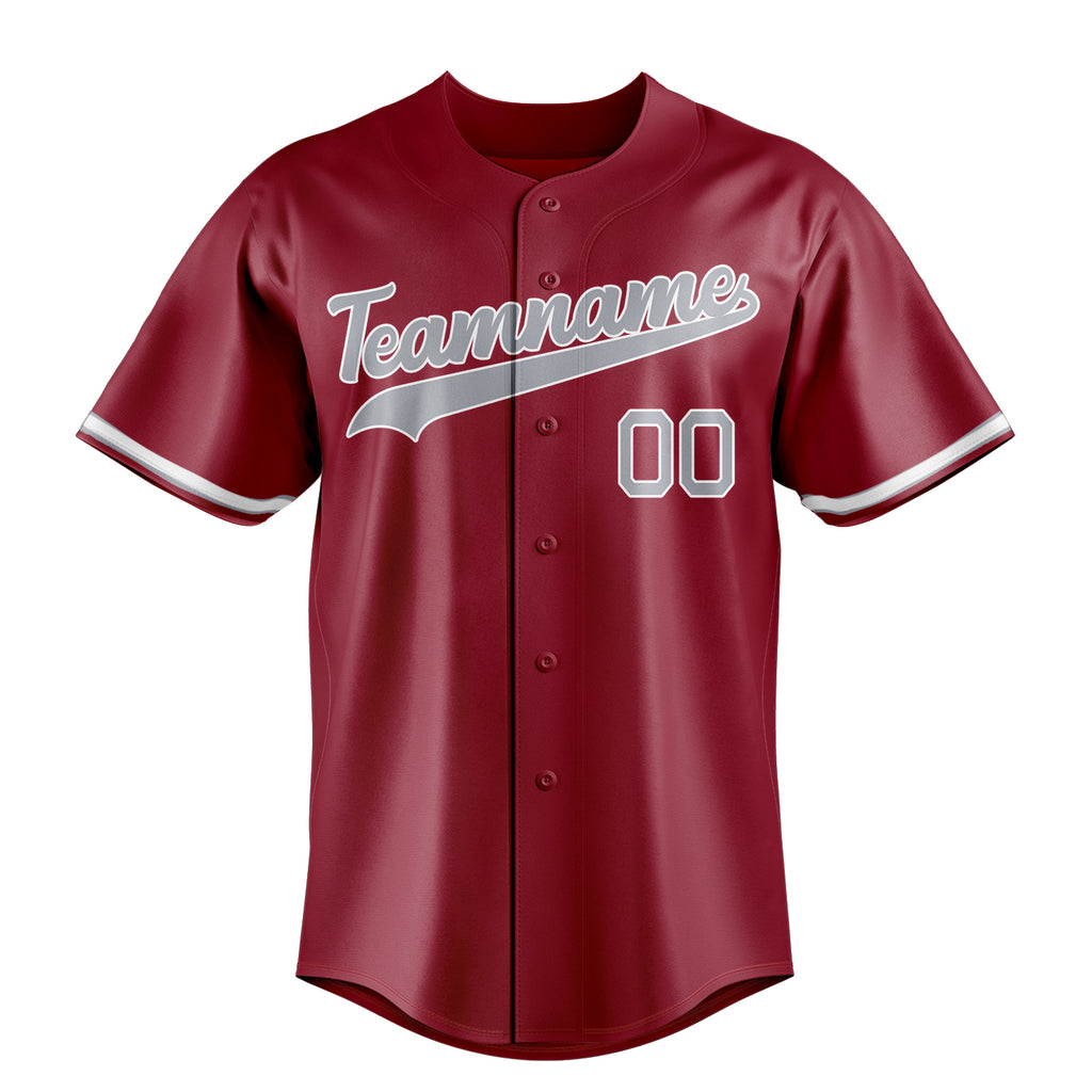 Personalized Maroon & Gray Color Fan Baseball Jersey