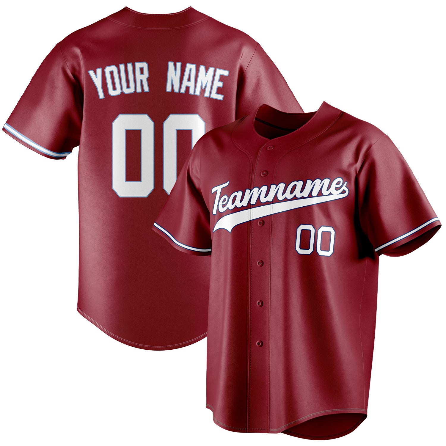 Personalized Maroon & White Color Fan Baseball Jersey BB01240531WX478