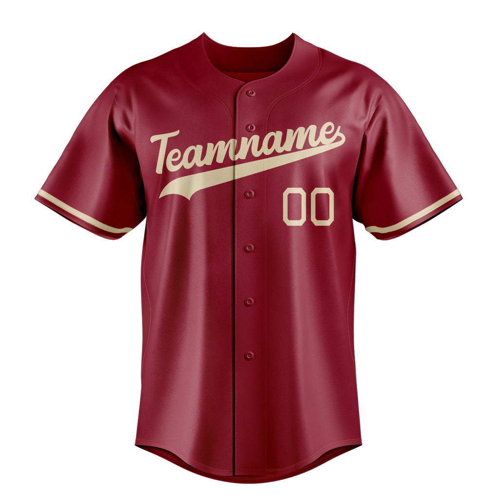 Personalized Maroon & Cream Color Fan Baseball Jersey