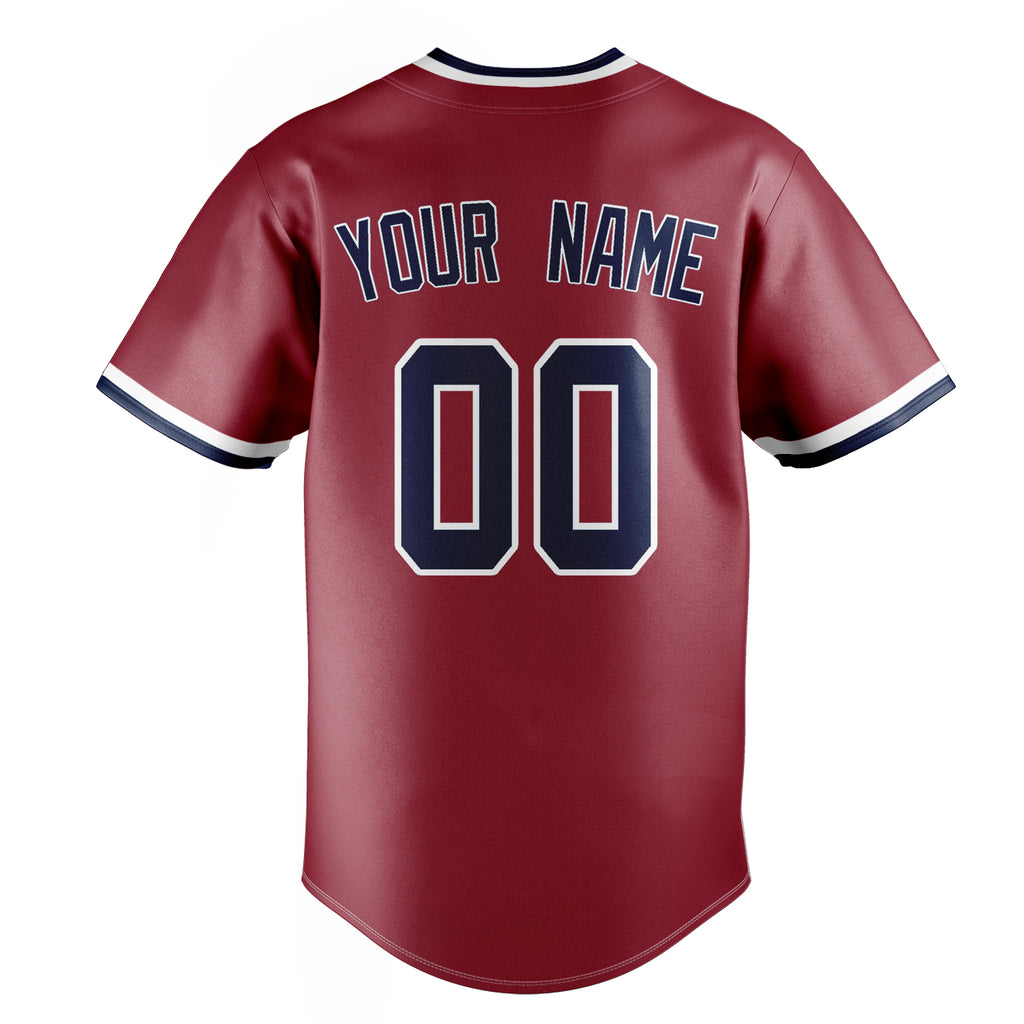 Personalized Maroon & Navy Color Fan Baseball Jersey
