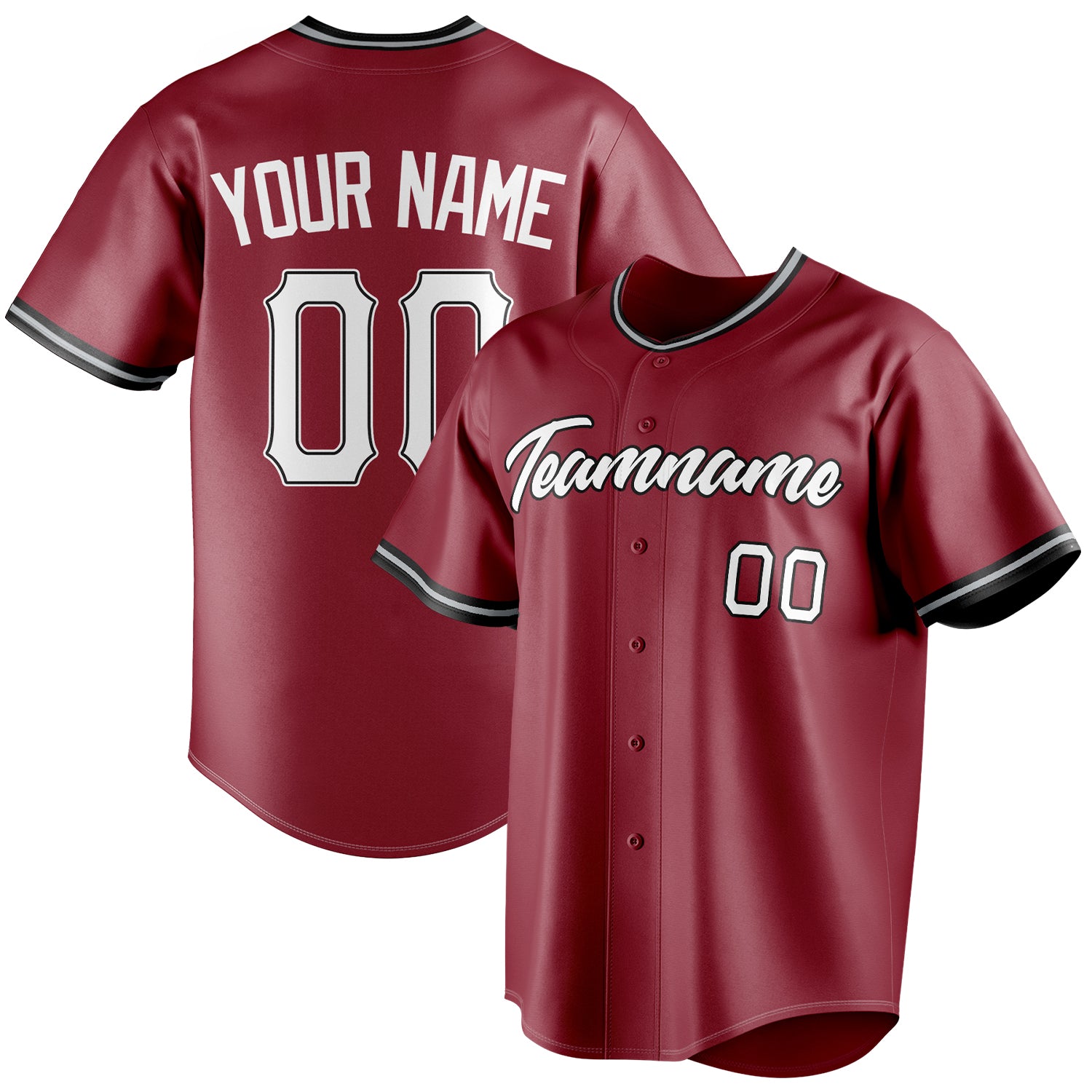 Personalized Maroon & White Color Fan Baseball Jersey BB01240531WX485