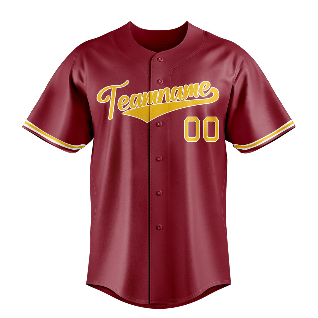 Personalized Maroon & Yellow Color Fan Baseball Jersey