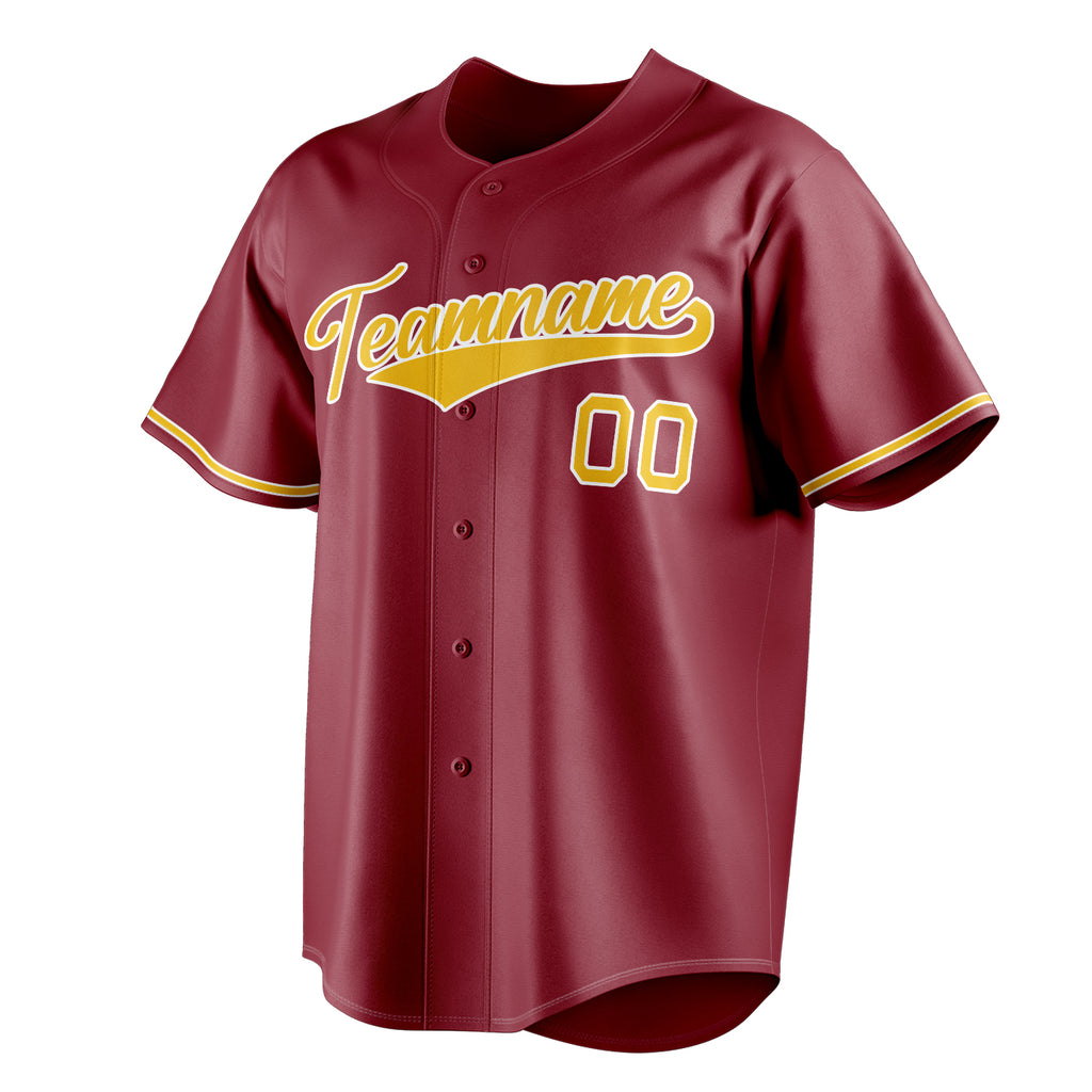 Personalized Maroon & Yellow Color Fan Baseball Jersey