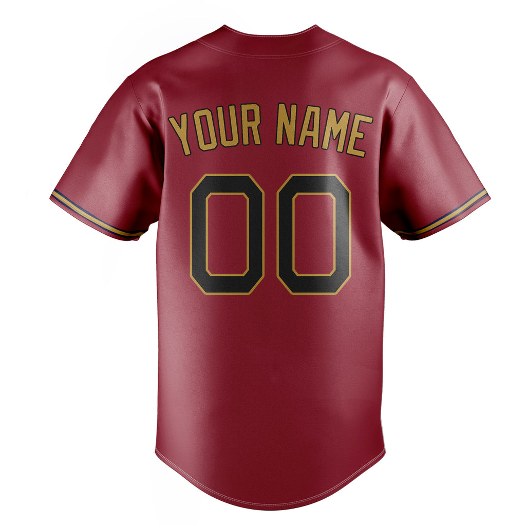 Personalized Maroon & Old Gold Color Fan Baseball Jersey