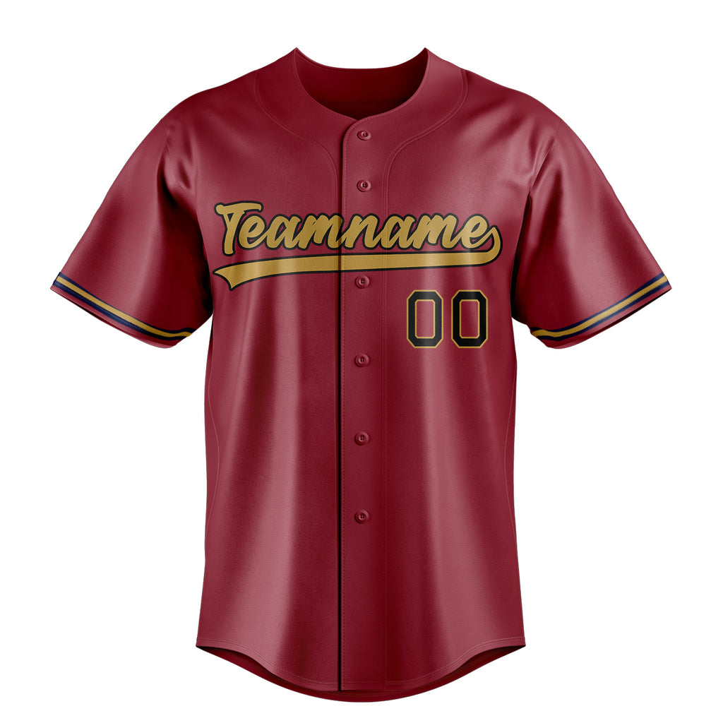 Personalized Maroon & Old Gold Color Fan Baseball Jersey