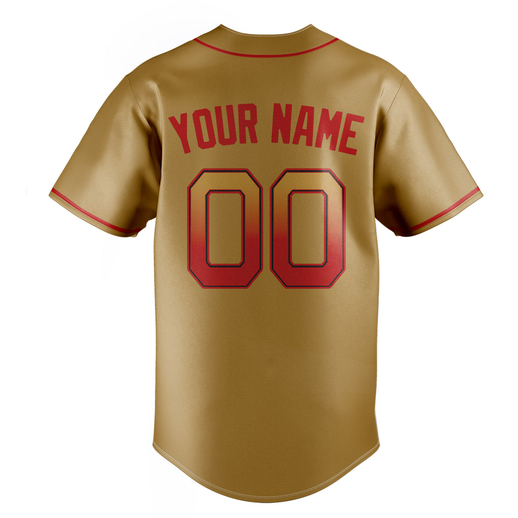 Personalized Old Gold & Red Color Fan Baseball Jersey
