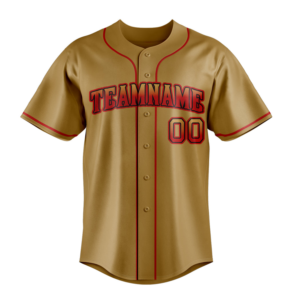 Personalized Old Gold & Red Color Fan Baseball Jersey