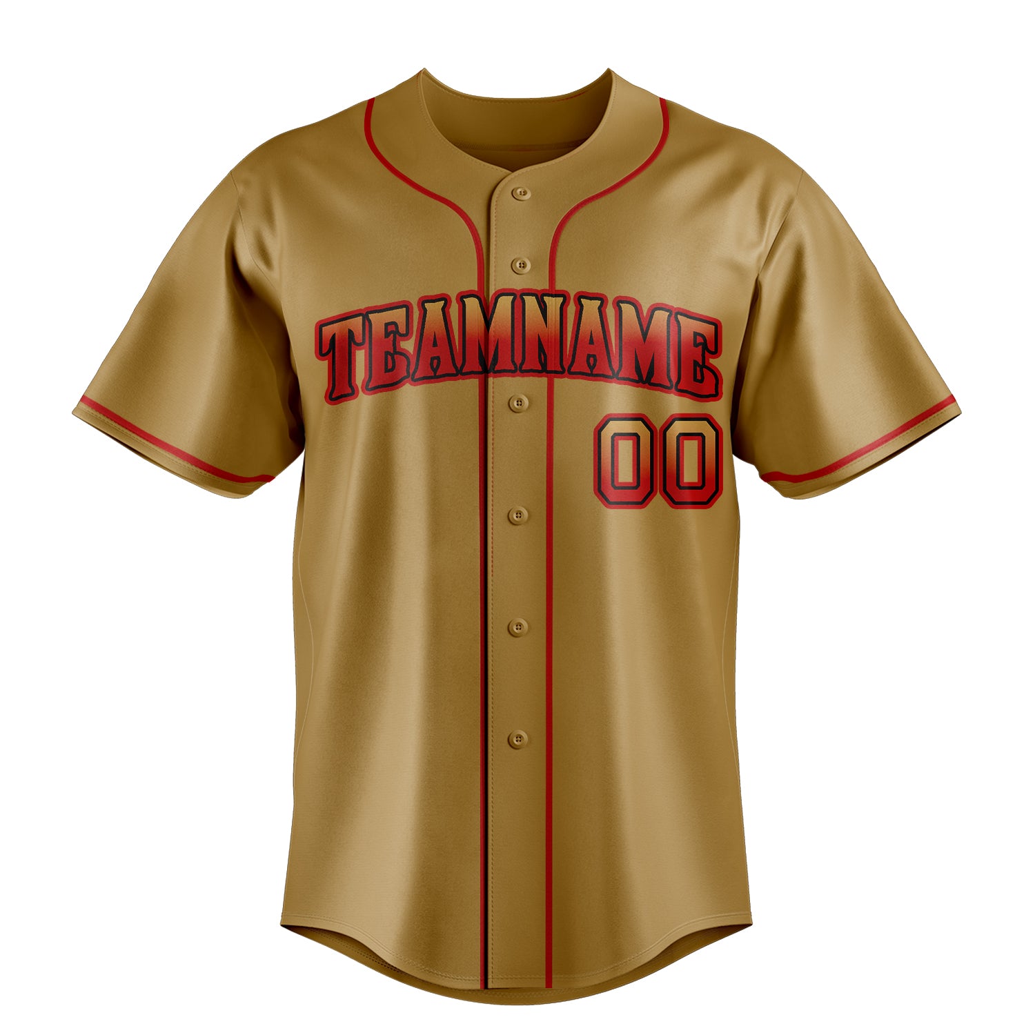 Personalized Old Gold & Red Color Fan Baseball Jersey