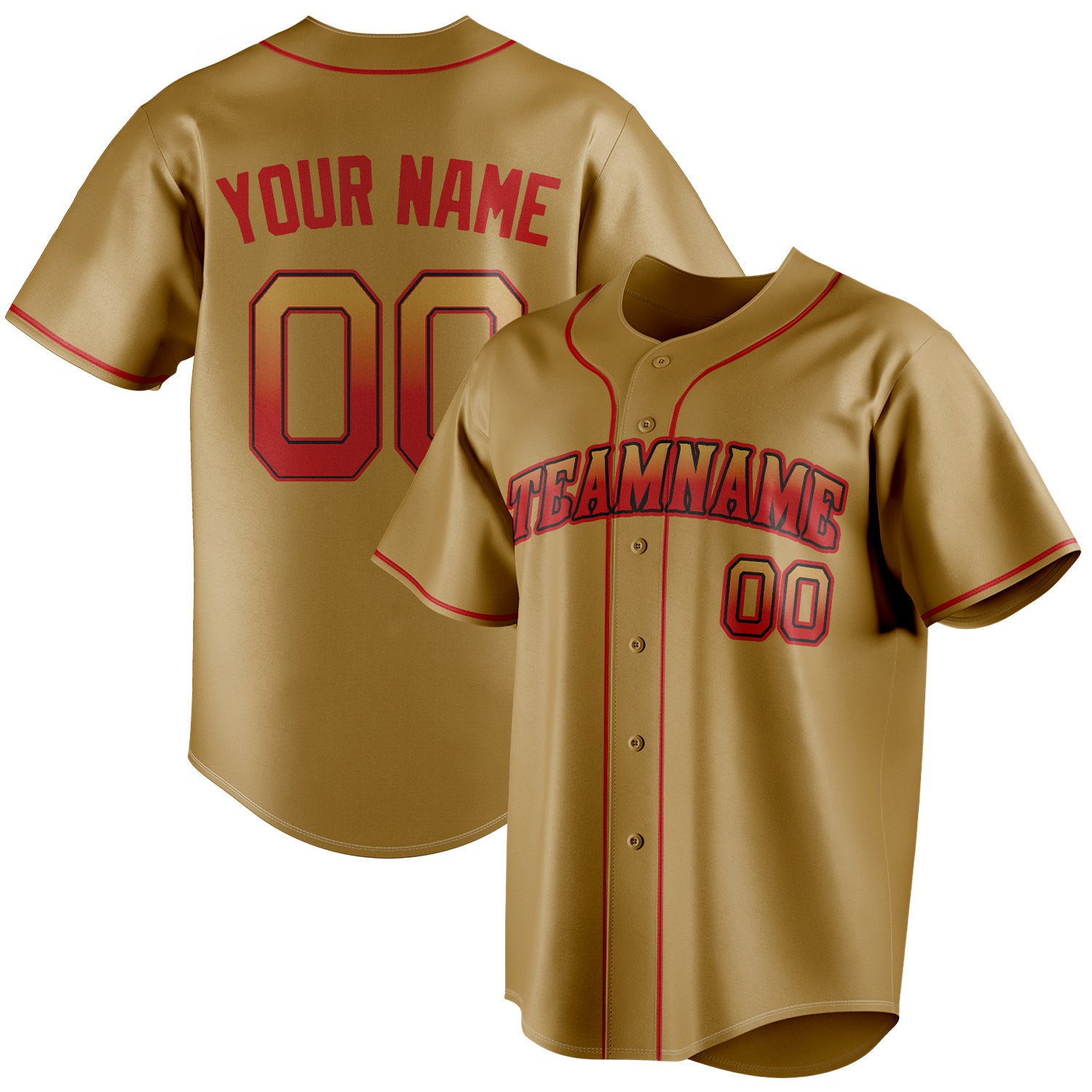 Personalized Old Gold & Red Color Fan Baseball Jersey BB01240531WX521