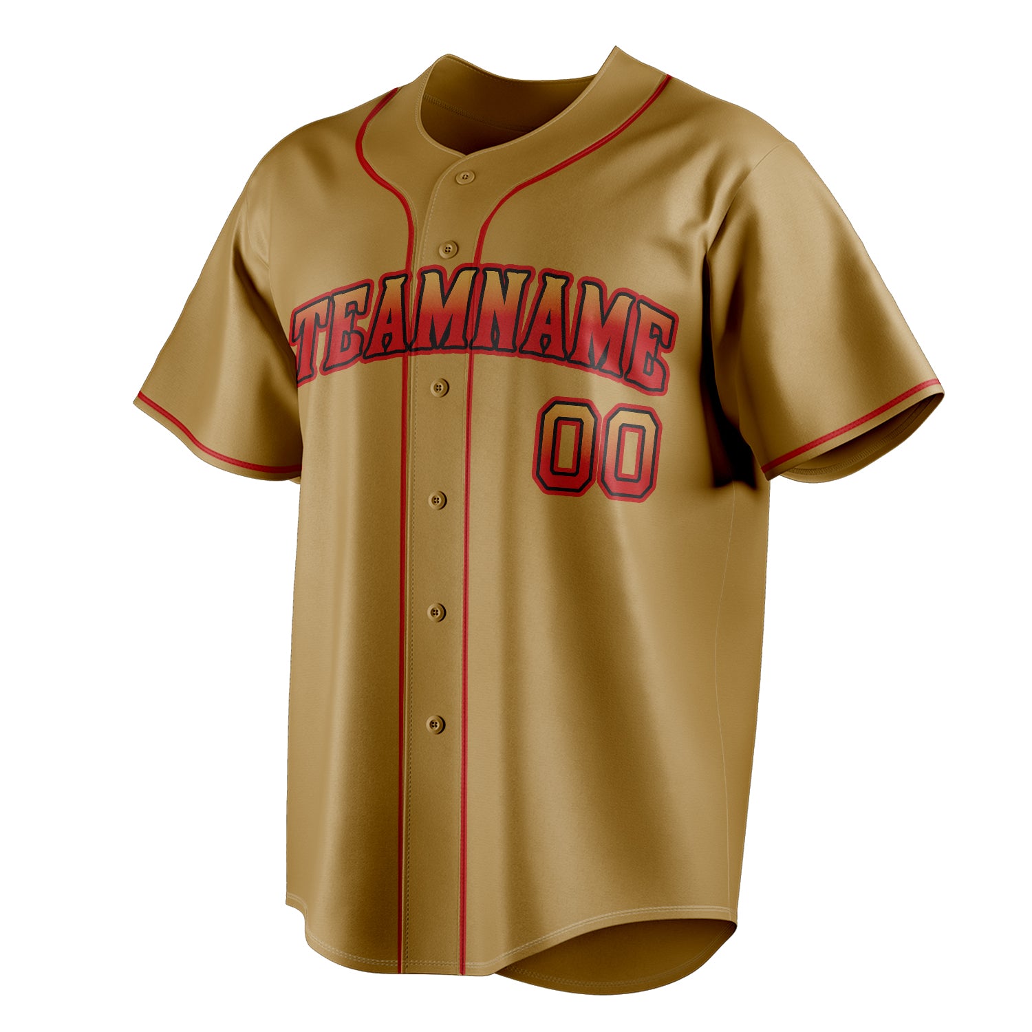 Personalized Old Gold & Red Color Fan Baseball Jersey