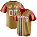 Personalized Old Gold & Red 3 Colors Arm Shapes Fan Baseball Jersey BB01240531WX523