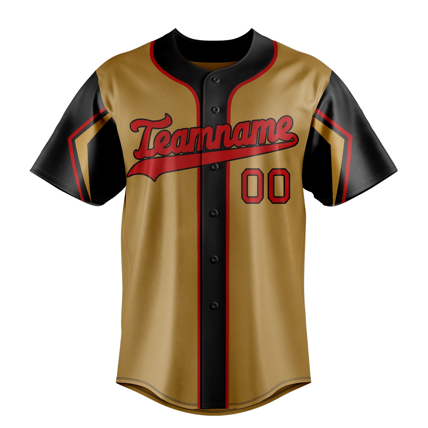 Personalized Old Gold & Black 3 Colors Arm Shapes Fan Baseball Jersey