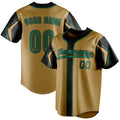 Personalized Old Gold & Black 3 Colors Arm Shapes Fan Baseball Jersey BB01240531WX525