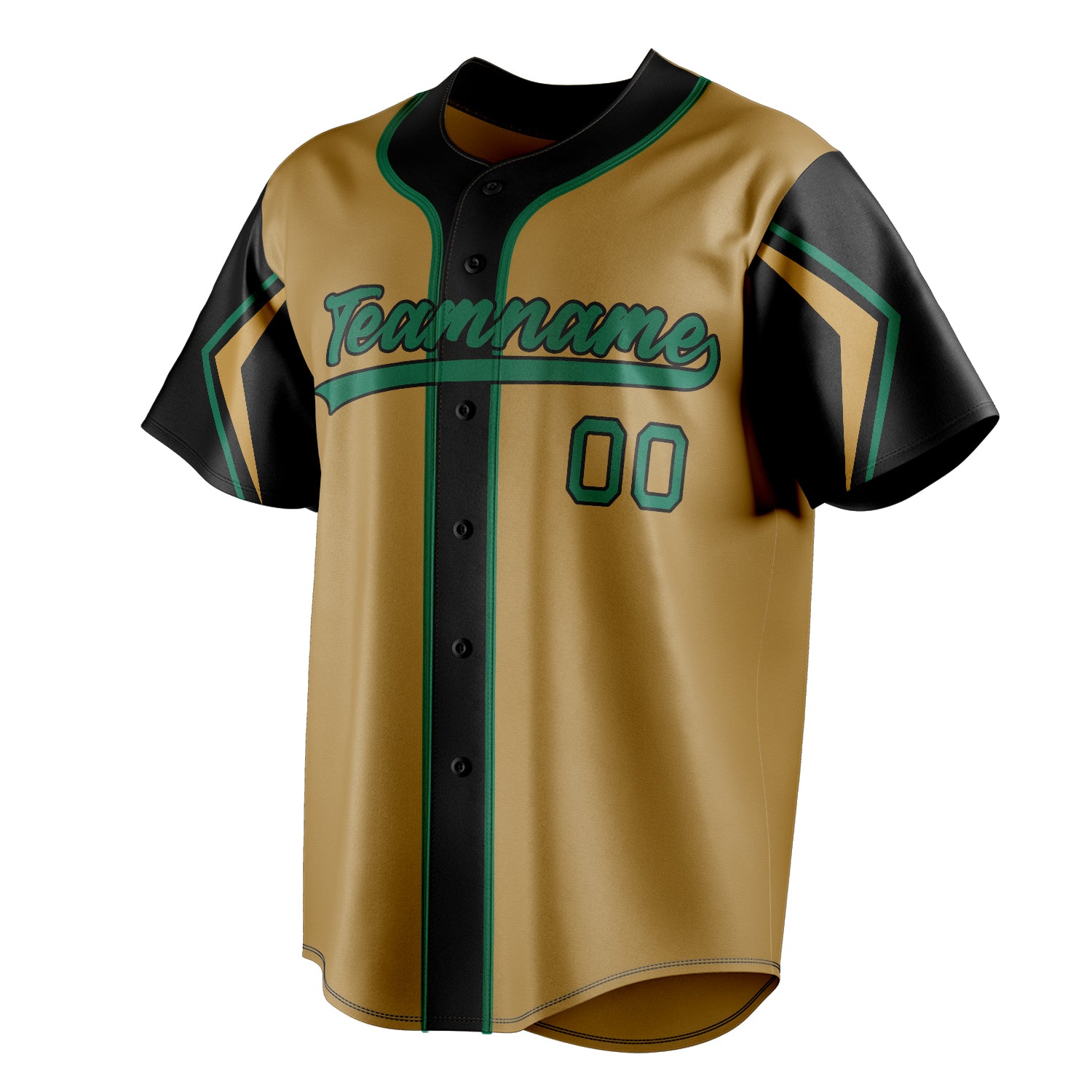 Personalized Old Gold & Black 3 Colors Arm Shapes Fan Baseball Jersey