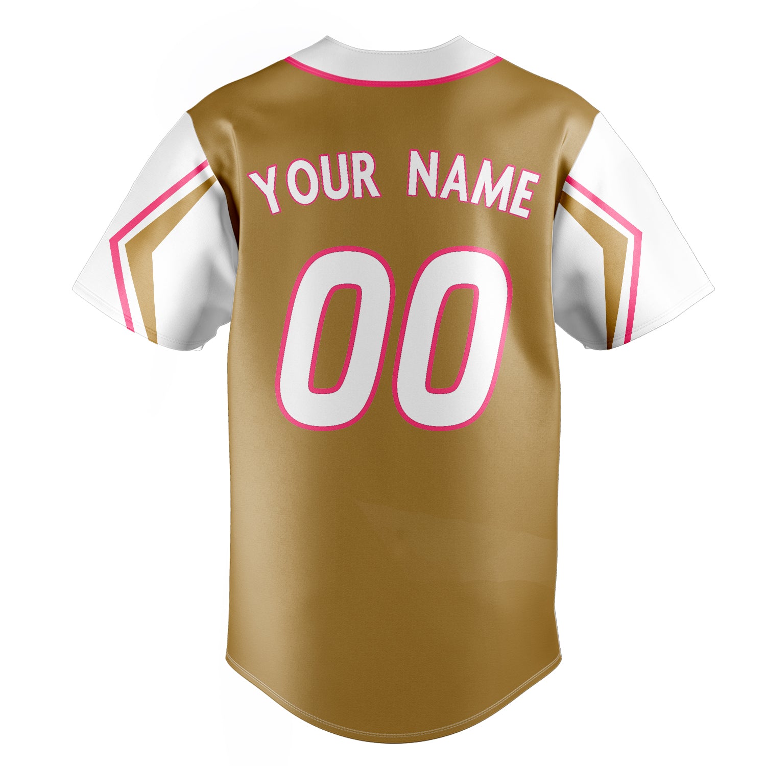 Personalized Old Gold & White 3 Colors Arm Shapes Fan Baseball Jersey