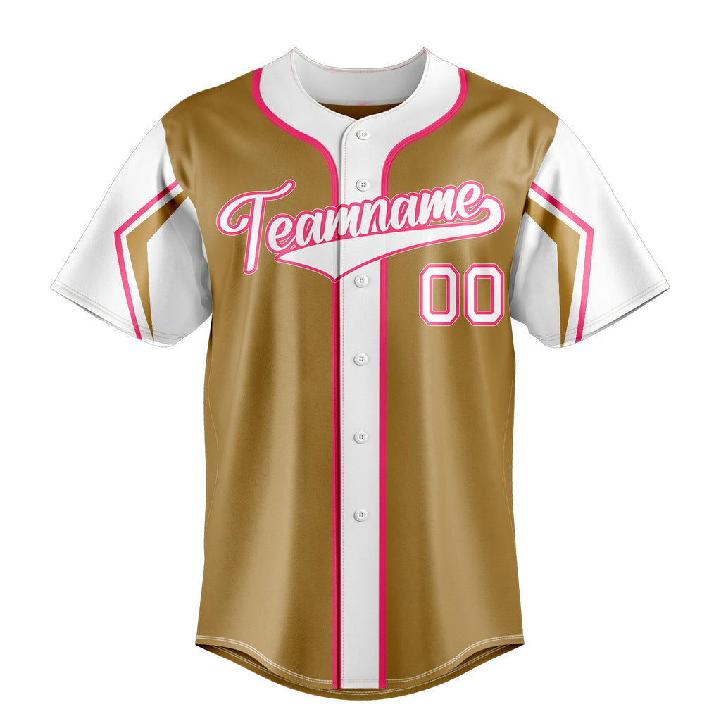 Personalized Old Gold & White 3 Colors Arm Shapes Fan Baseball Jersey