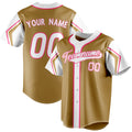 Personalized Old Gold & White 3 Colors Arm Shapes Fan Baseball Jersey BB01240531WX526