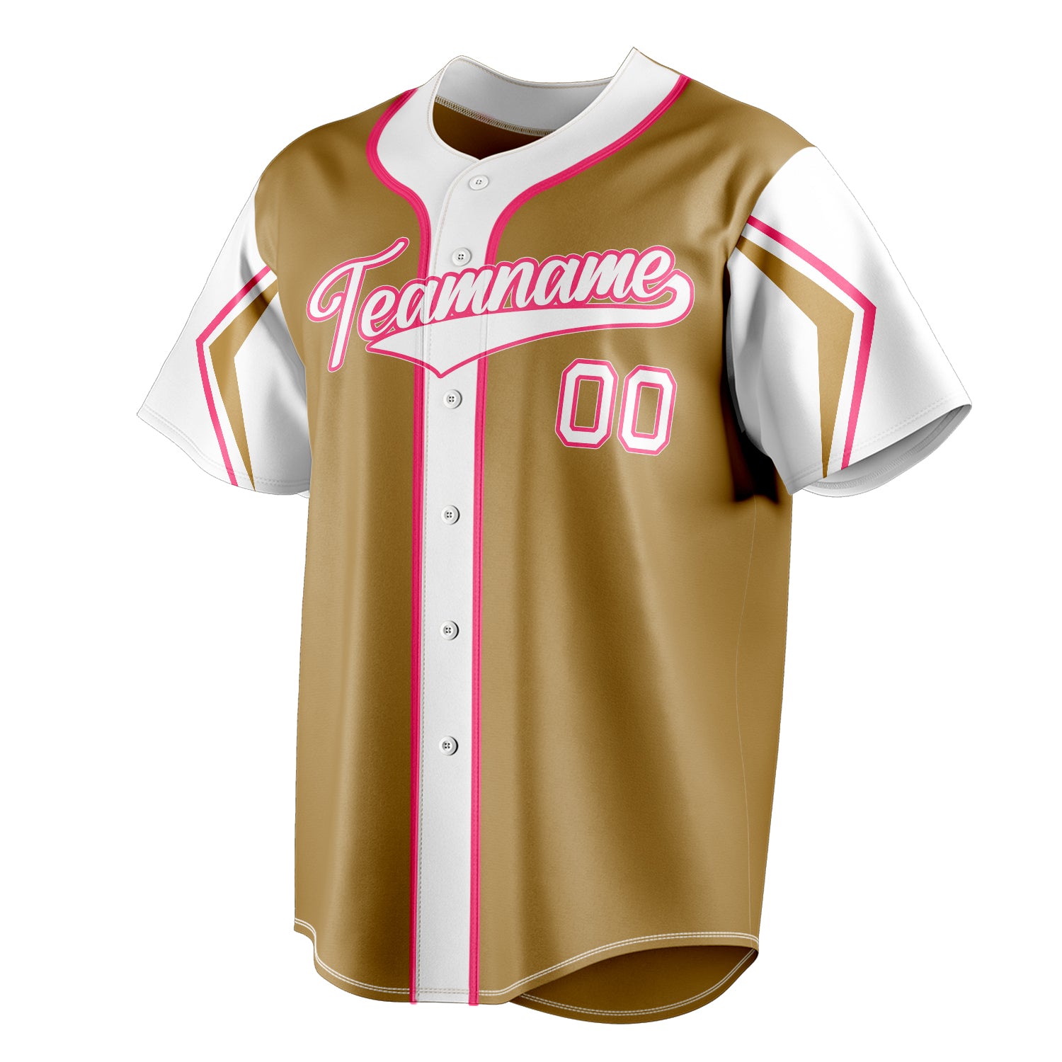 Personalized Old Gold & White 3 Colors Arm Shapes Fan Baseball Jersey