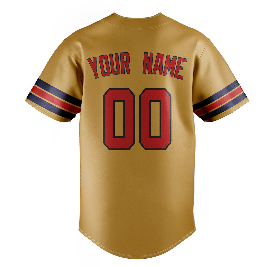 Personalized Old Gold & Red Color Fan Baseball Jersey