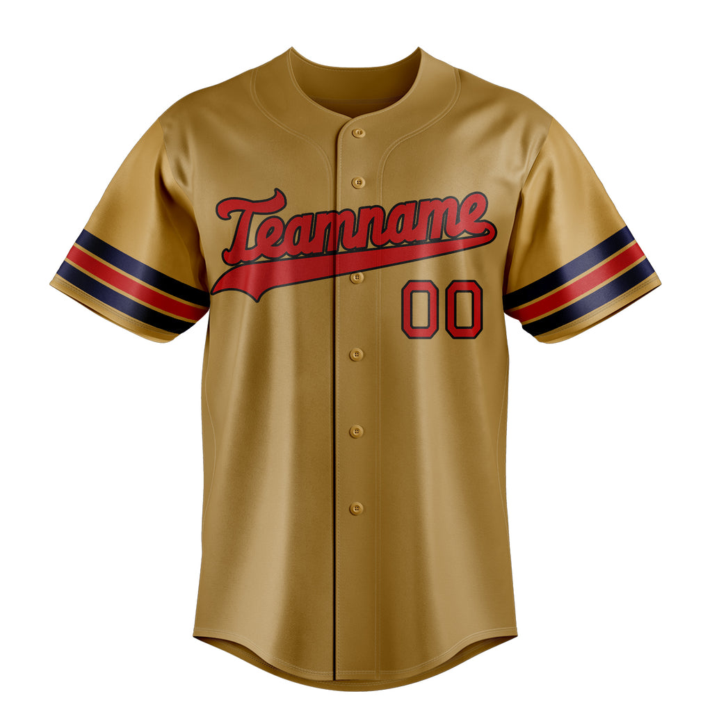 Personalized Old Gold & Red Color Fan Baseball Jersey
