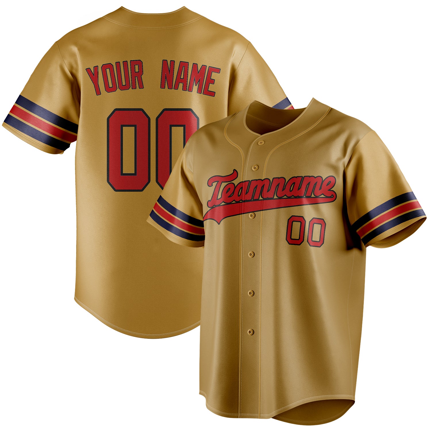 Personalized Old Gold & Red Color Fan Baseball Jersey BB01240531WX527