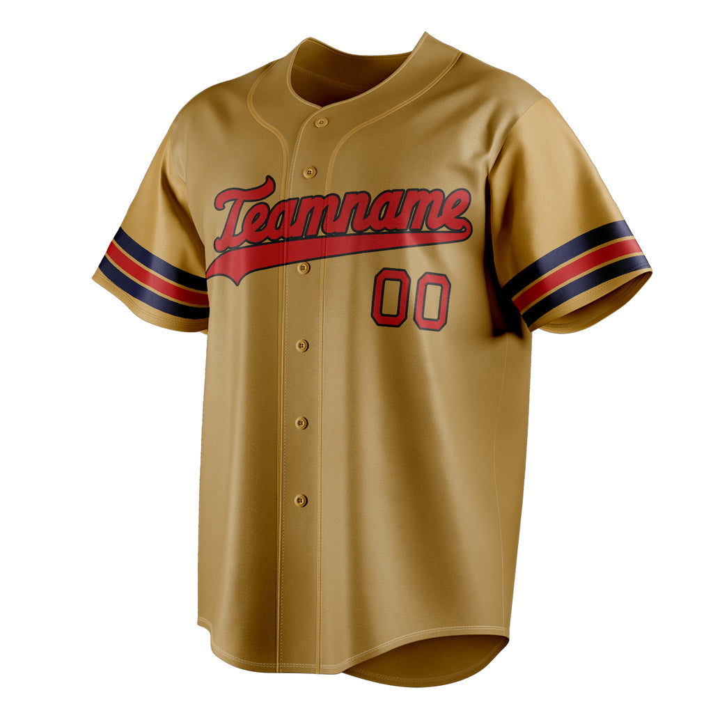 Personalized Old Gold & Red Color Fan Baseball Jersey