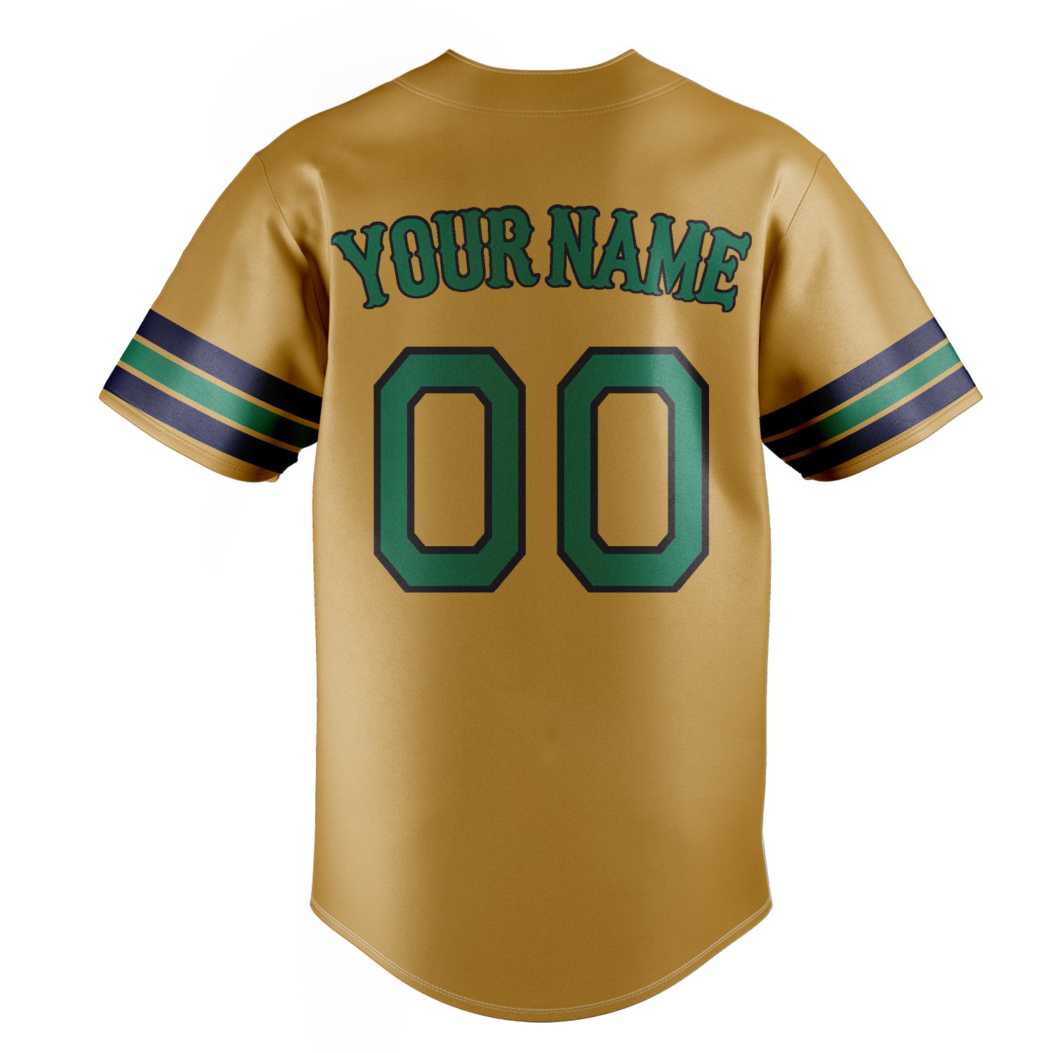 Personalized Old Gold & Kelly Green Color Fan Baseball Jersey