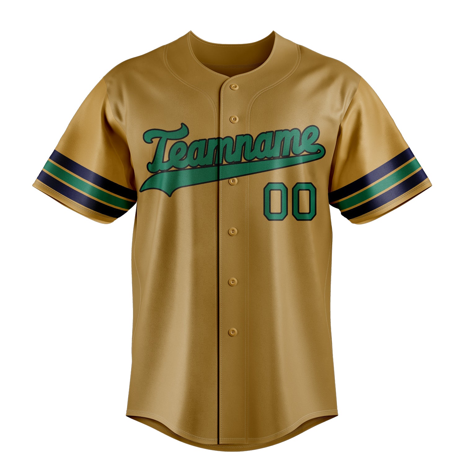 Personalized Old Gold & Kelly Green Color Fan Baseball Jersey