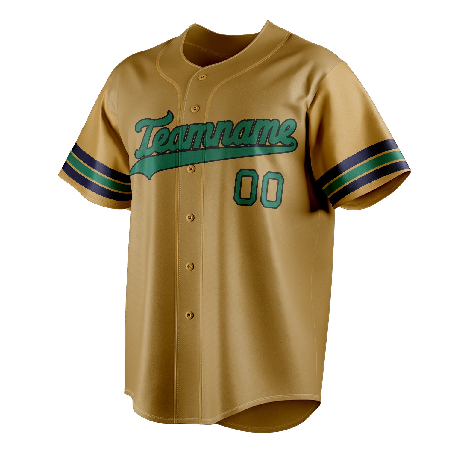 Personalized Old Gold & Kelly Green Color Fan Baseball Jersey