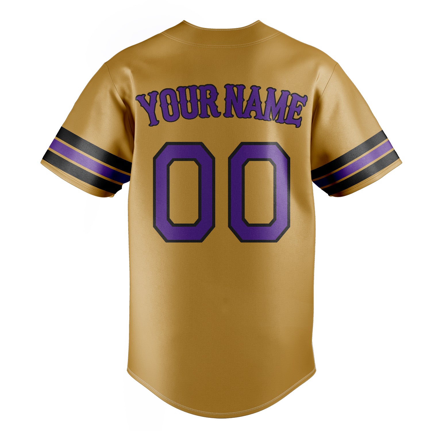 Personalized Old Gold & Purple Color Fan Baseball Jersey