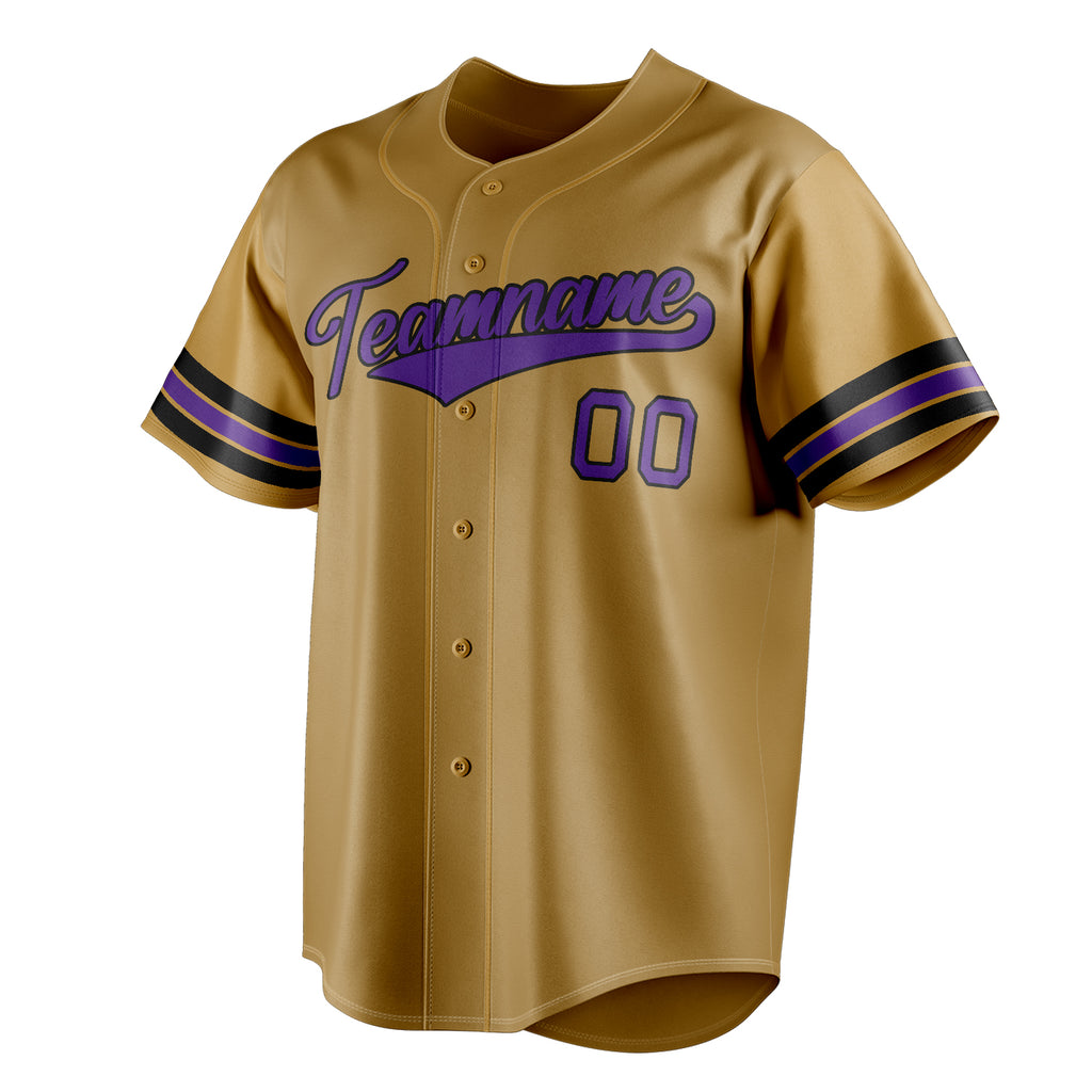 Personalized Old Gold & Purple Color Fan Baseball Jersey