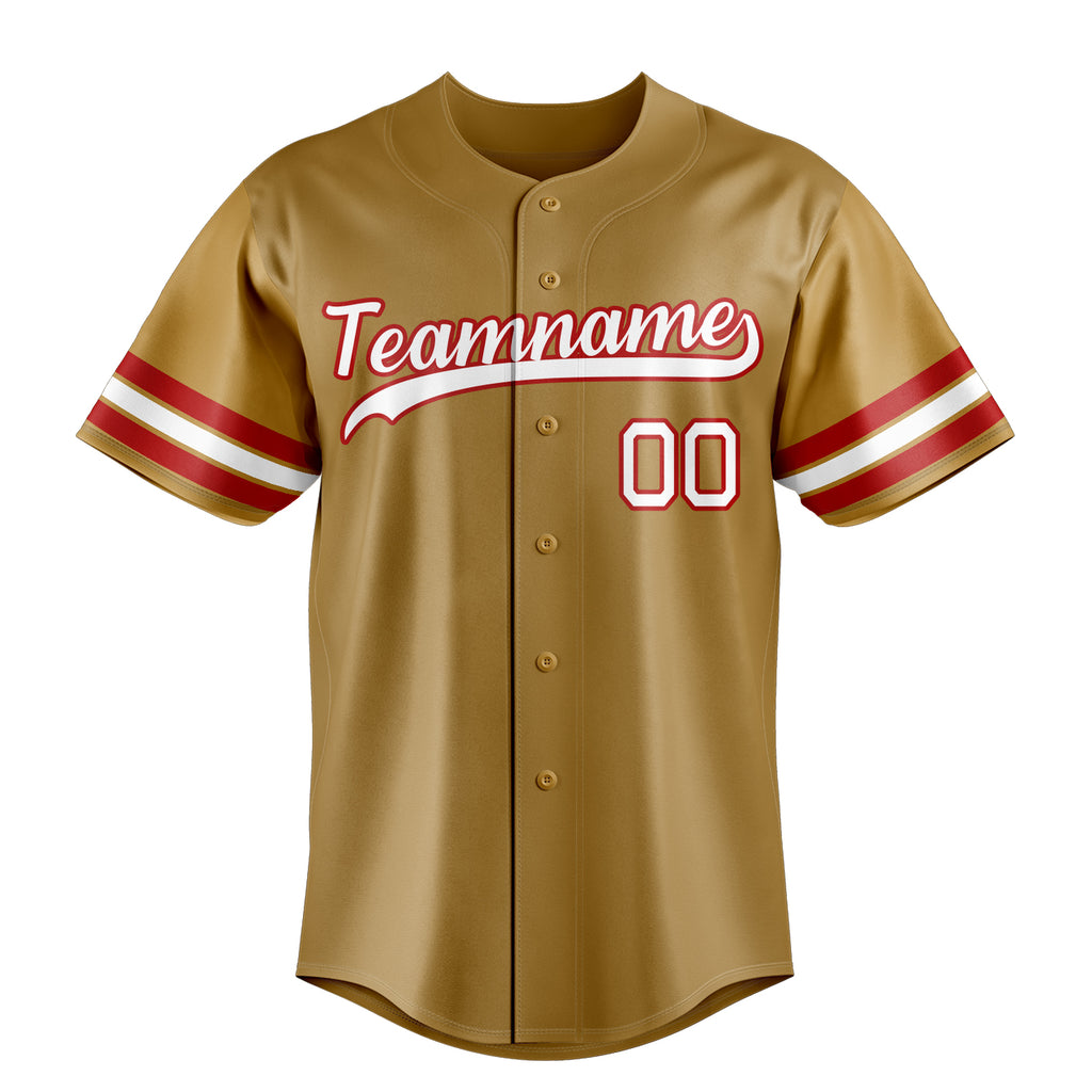 Personalized Old Gold & White Color Fan Baseball Jersey