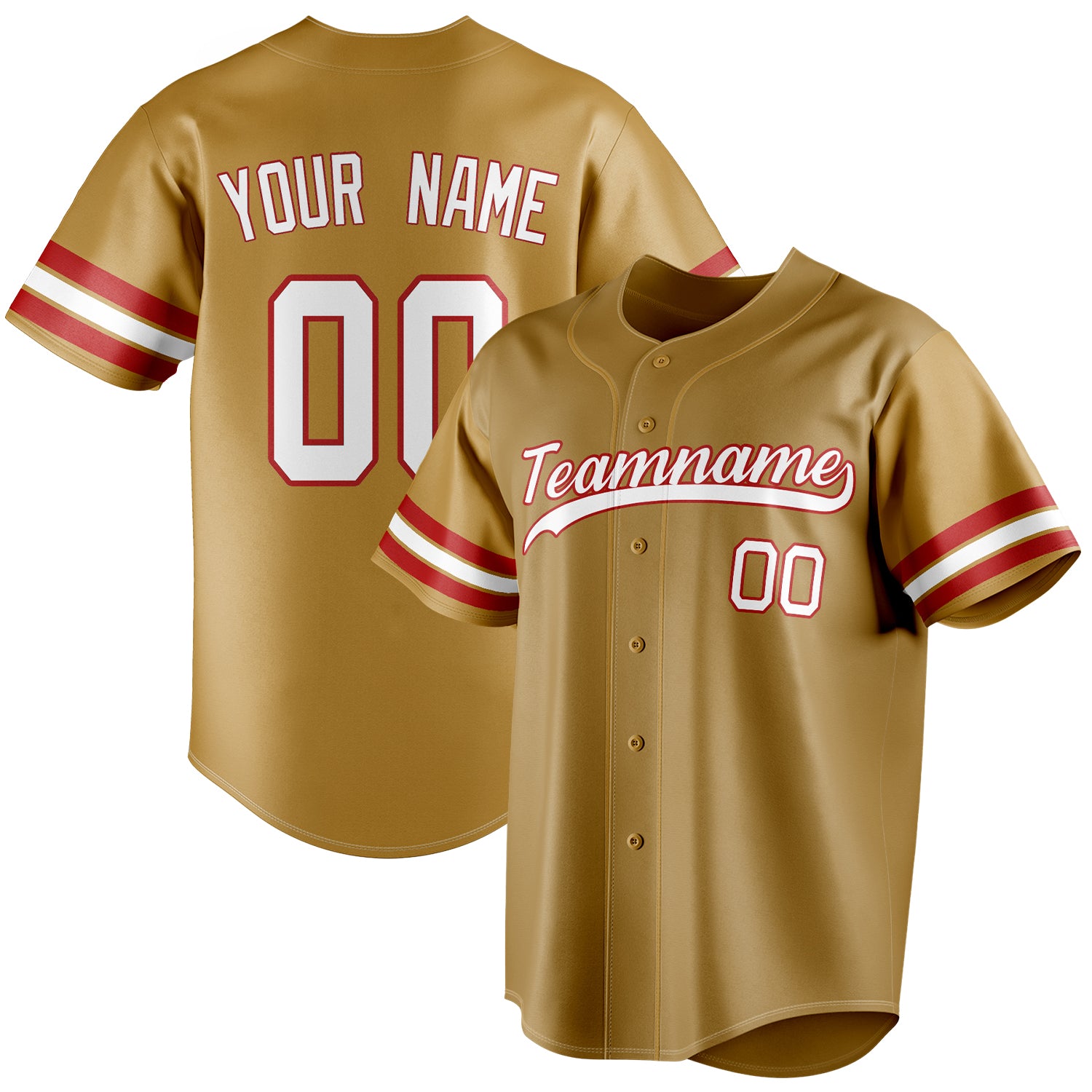 Personalized Old Gold & White Color Fan Baseball Jersey BB01240531WX530