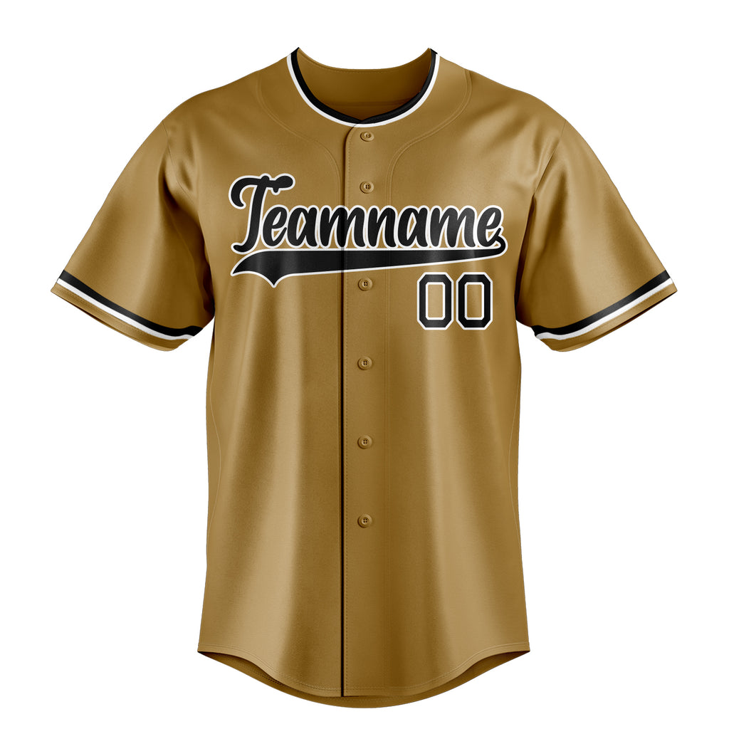 Personalized Old Gold & Black Color Fan Baseball Jersey