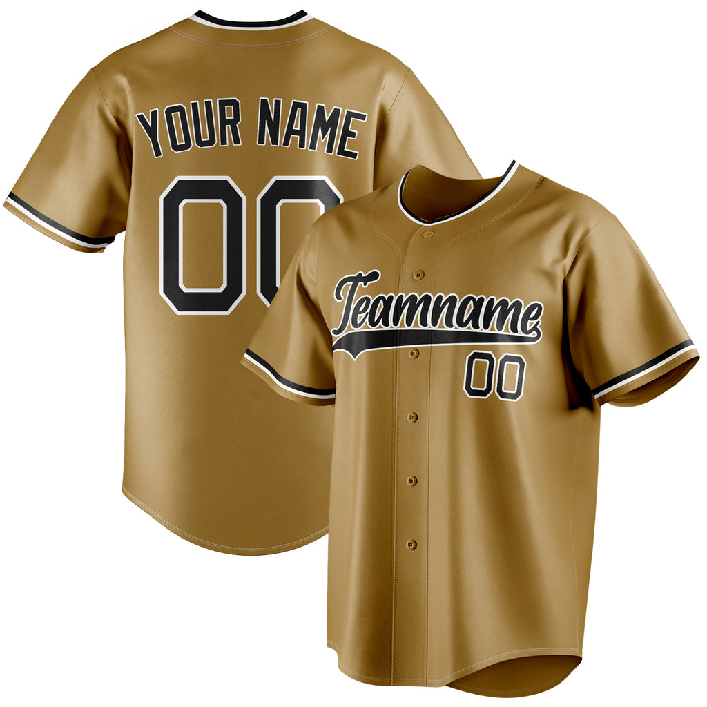 Personalized Old Gold & Black Color Fan Baseball Jersey BB01240531WX531