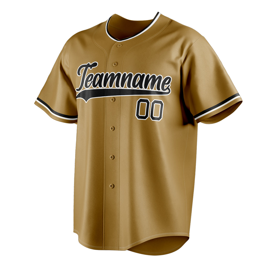 Personalized Old Gold & Black Color Fan Baseball Jersey