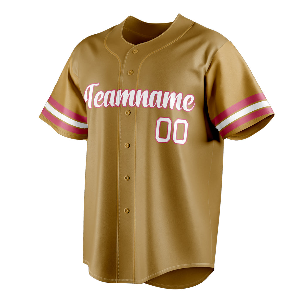 Personalized Old Gold & White Color Fan Baseball Jersey