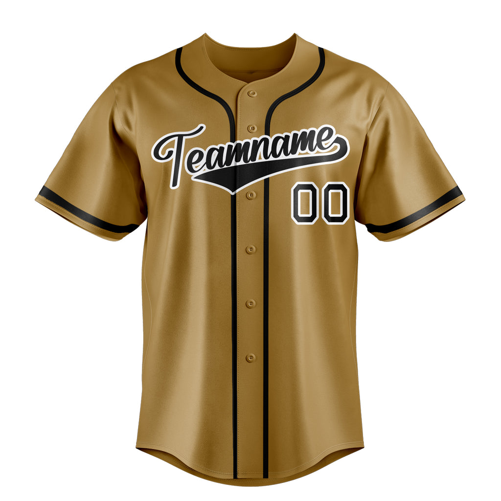 Personalized Old Gold & Black Color Fan Baseball Jersey