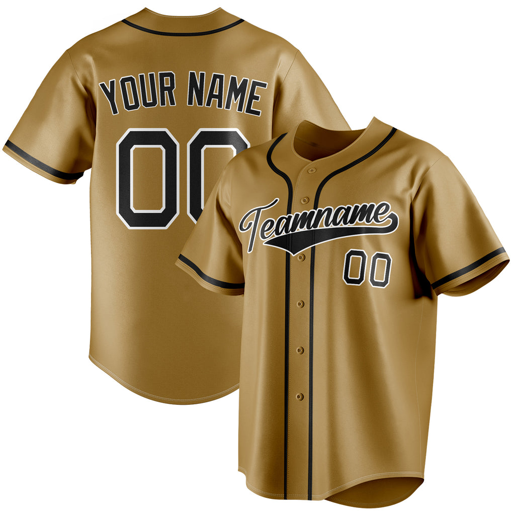 Personalized Old Gold & Black Color Fan Baseball Jersey BB01240531WX533