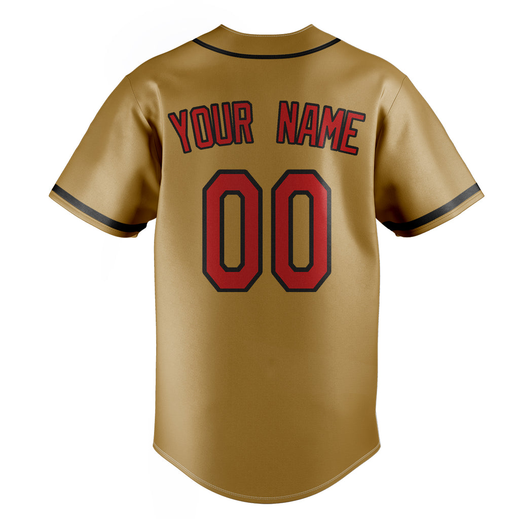 Personalized Old Gold & Red Color Fan Baseball Jersey