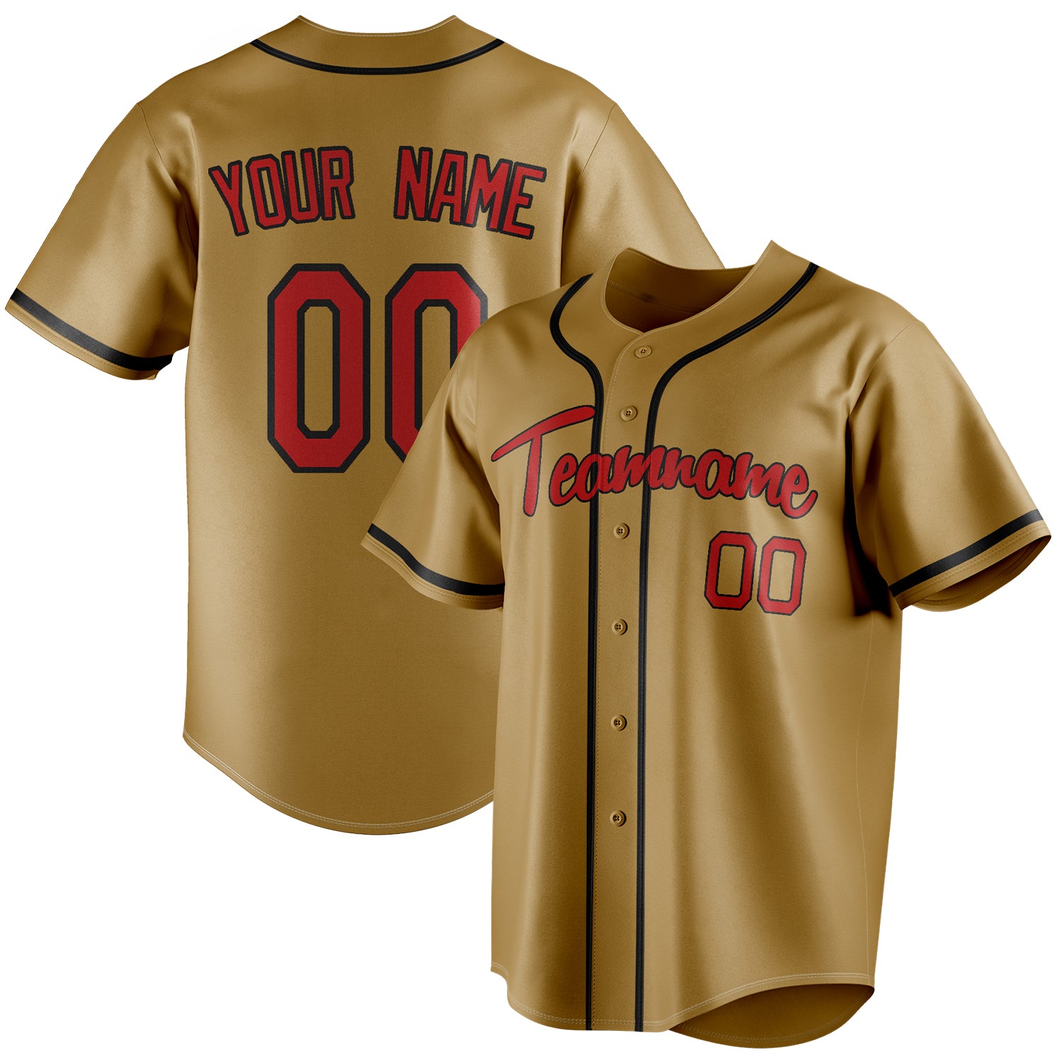 Personalized Old Gold & Red Color Fan Baseball Jersey BB01240531WX534
