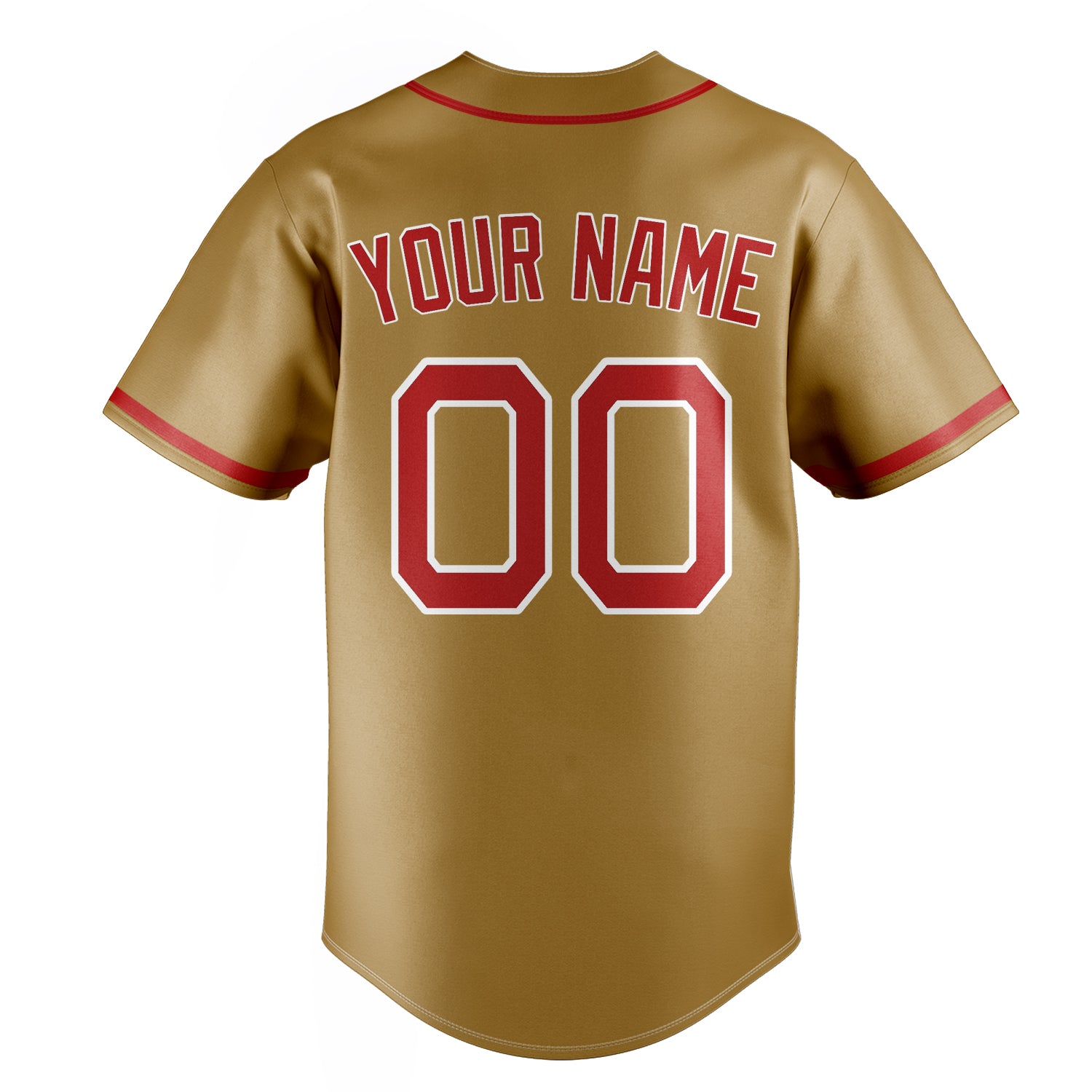 Personalized Old Gold & Red Color Fan Baseball Jersey